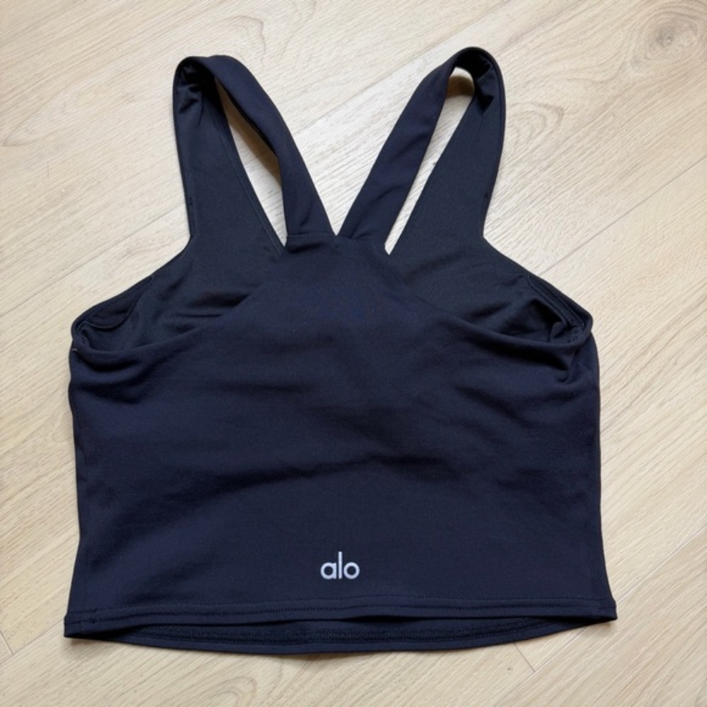 Alo Black Real Tank Athletic Bra